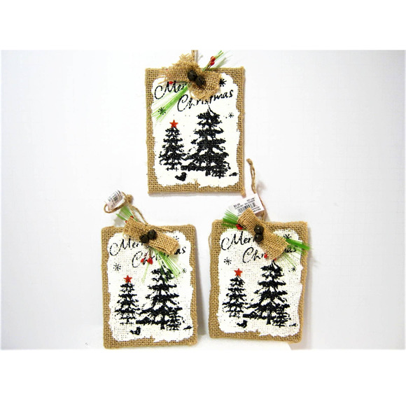 Rustic Farmhouse Evergreen Tree Christmas Holiday Ornaments Wall Window Hangings - Picture 1 of 4